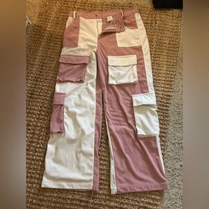 Pink and White Cargo Pants